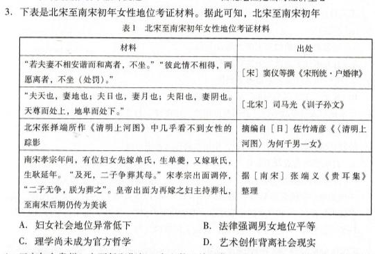 [今日更新]2023-2024学年湖北省高二考试4月联考(24-398B)历史试卷答案