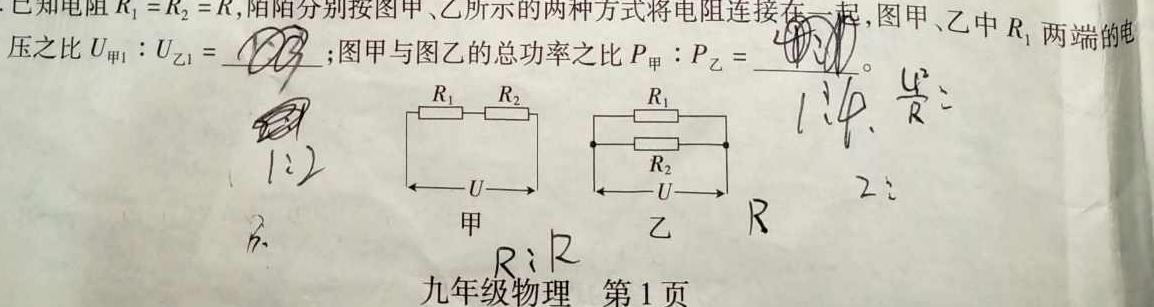 河南省2023-2024学年度八年级下学期阶段评估(一)[5L-HEN](物理)试卷答案