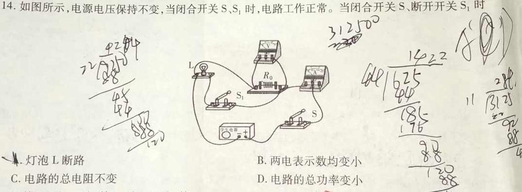 2024年陕西省八年级榆林市义务教育初中阶段教育教学质量检测(物理)试卷答案