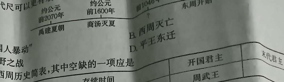 [今日更新]湖北省十堰市2024届九年级下学期3月联考历史试卷答案