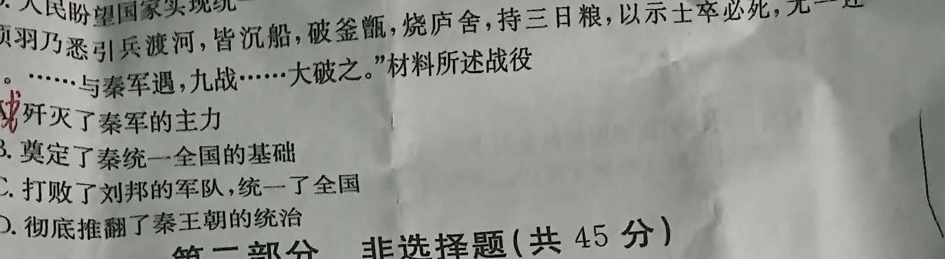 安徽省合肥市肥西县2023-2024学年度（下）七年级期末教学质量检测试卷历史