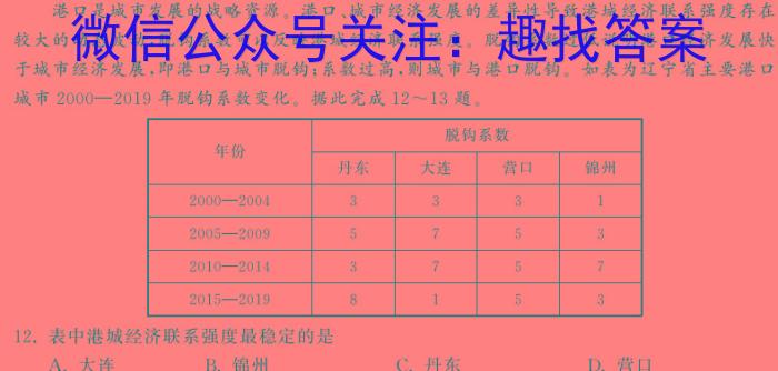 2024年普通高等学校招生全国统一考试·高考密卷(一)1地理试卷答案