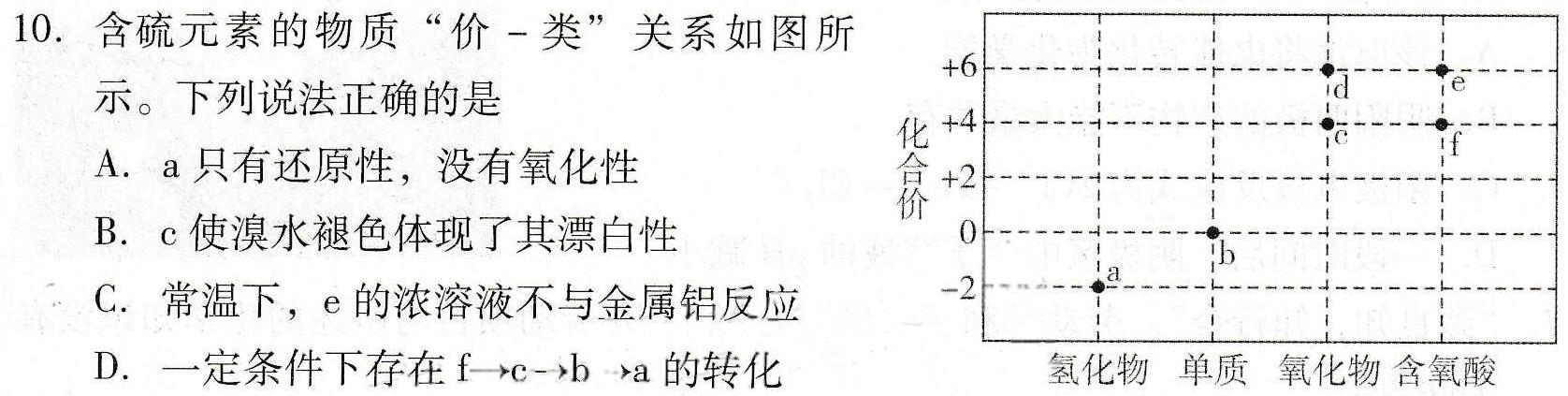 12024届高三第一次学业质量评价(T8 联考)化学试卷答案