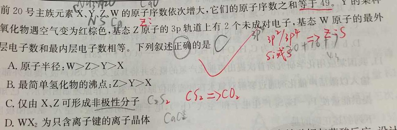 12024届河北省高三年级12月联考(24-228C)化学试卷答案