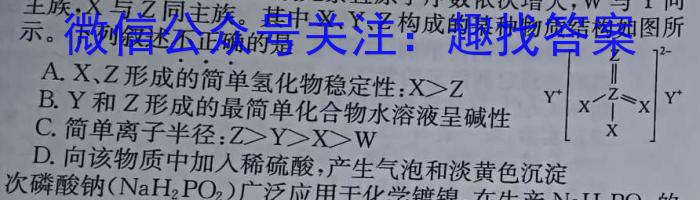 3天一大联考 2024届高考全真模拟卷(四)4化学试题