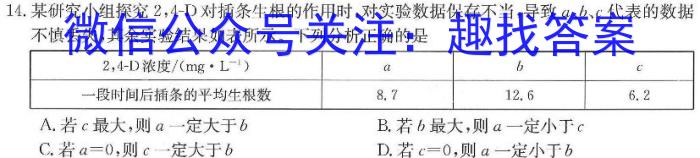 重庆八中高2024级高三下学期强化考试(二)2生物学试题答案