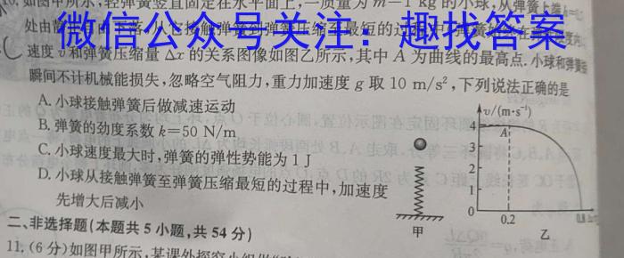 百师联盟·2025届高三开学摸底联考(河北)物理试卷答案