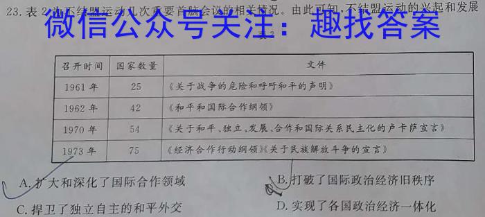 安徽省2023-2024学年高一年级阶段性测试（二）&政治