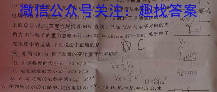 天一大联考 2023-2024学年河南省高二下学期期末学业质量监测物理试卷答案