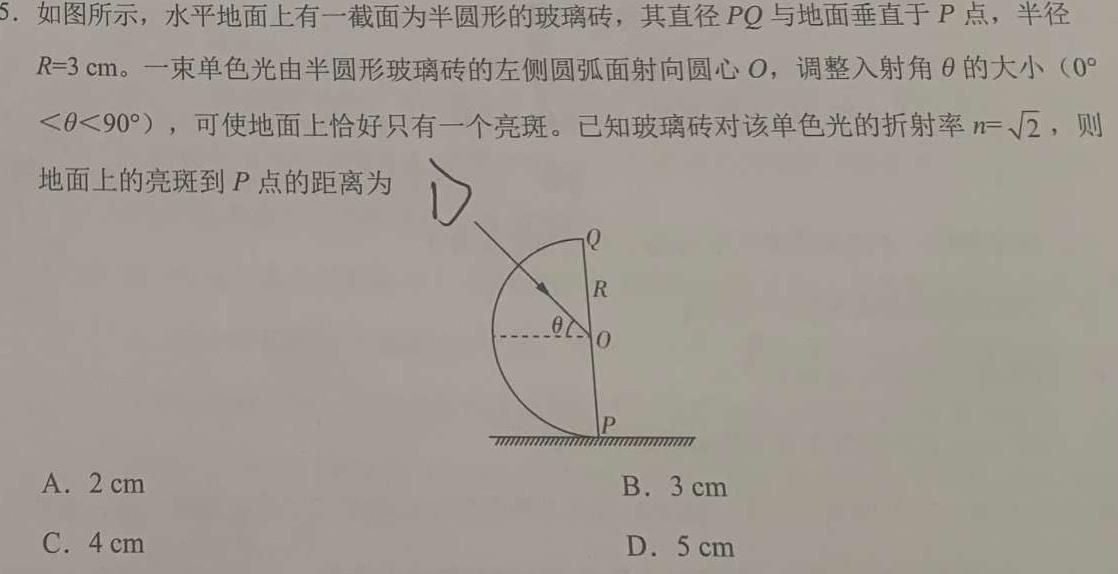 [今日更新]山东省泰安市2024届高三一轮检测.物理试卷答案