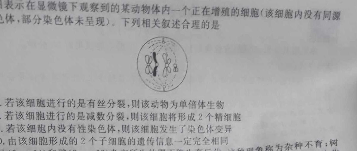 邢台市第一中学2024年二轮复习质量检测生物