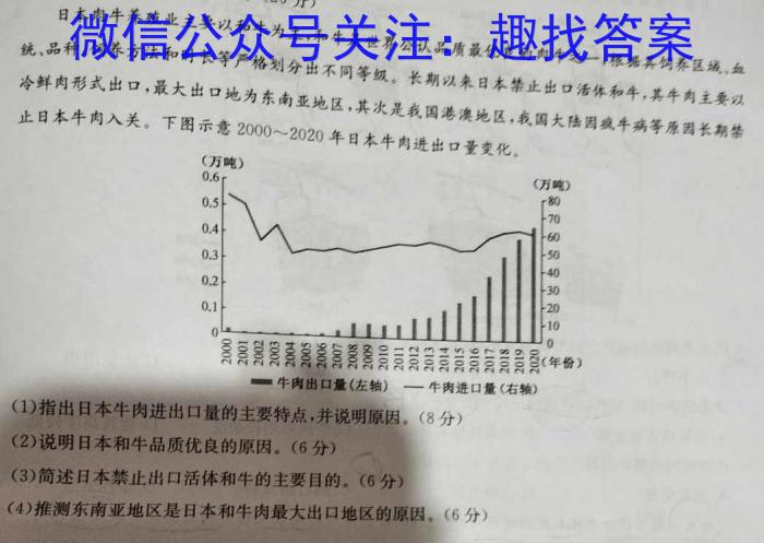 长春二实验中学高二(下)期中测试卷(4432B)地理试卷答案