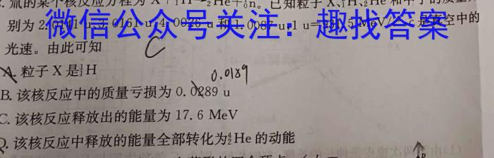 [阳光启学]2025届高三摸底分科初级模拟卷(一)1物理试题答案