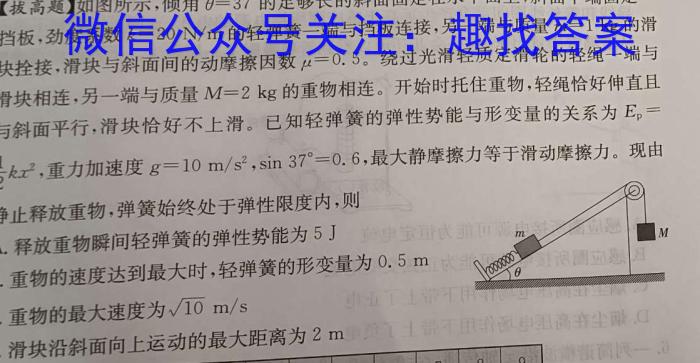 安徽省2024届毕业班适应性考试物理试题答案