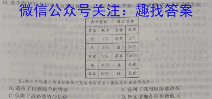 2024届武汉二中高三5月模拟考试历史试题答案