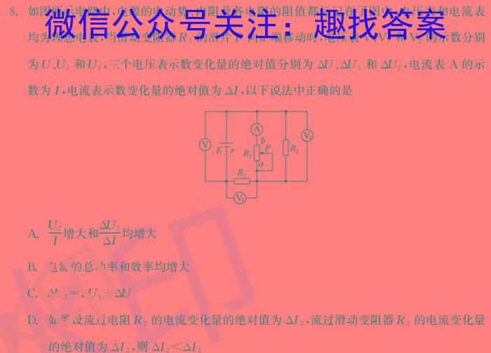 2024年安徽省初中学业水平考试定心卷物理试题答案