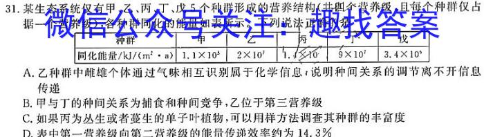 衡水金卷先享题调研卷2024答案新高考(一)生物学试题答案