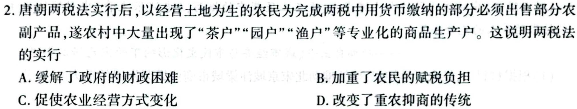 [今日更新]湖南省怀化市雅礼实验学校2023-2024学年九年级上学期入学考试历史试卷答案