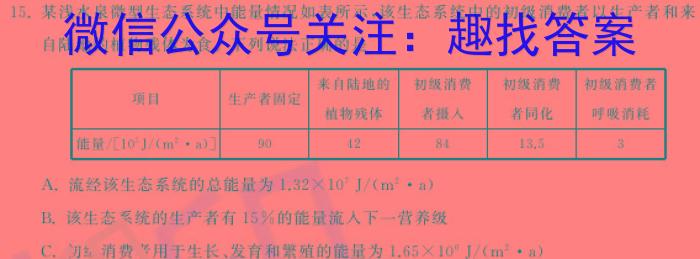 株洲市2024年初中学业水平考试模拟检测生物学试题答案