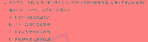 2023-2024安庆区域九年级期末检测(试题卷)历史考卷答案
