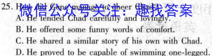 江准名校2023~2024学年高二年级上学期阶段性联考(242278D)英语试卷答案