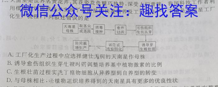 成都石室中学2023-2024学年度上期高2025届期末调研考试生物学试题答案