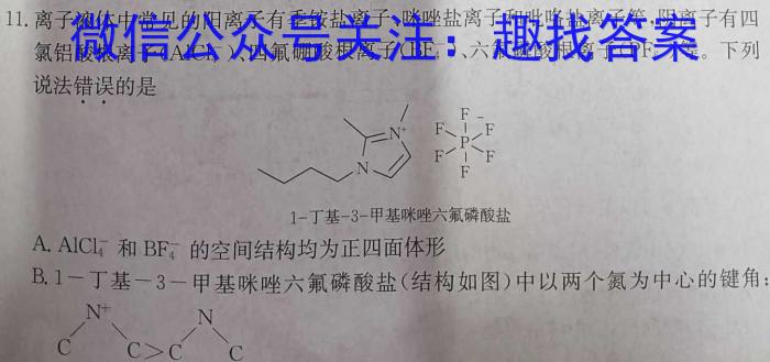 3山东名校考试联盟2023年12月高一年级阶段性检测化学试题