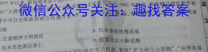 陕西省2024届九年级第二次适应性训练历史试卷答案