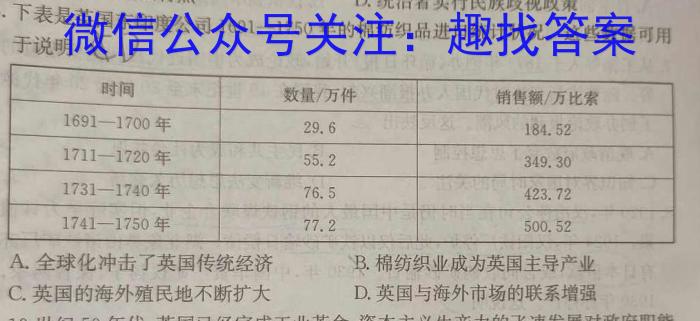 安徽省凤台片区2023-2024学年度第一学期七年级期末教学质量检测历史试卷答案