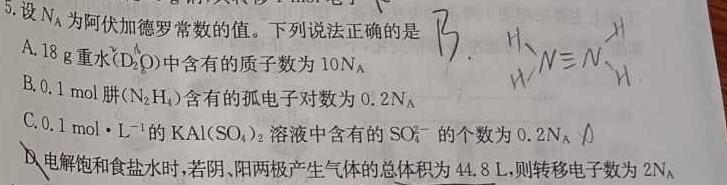 1湖北省新高考联考协作体2023-2024学年度高二年级期末考试化学试卷答案