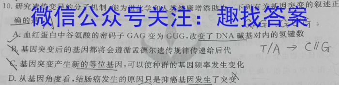 河北省2023-2024学年度第二学期高二年级5月份月考试卷（242835D）生物学试题答案