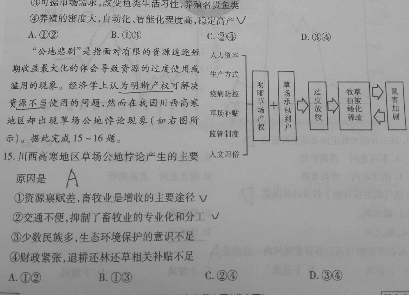 [内江三模]内江市高中2024届第三次模拟考试题地理试卷答案。