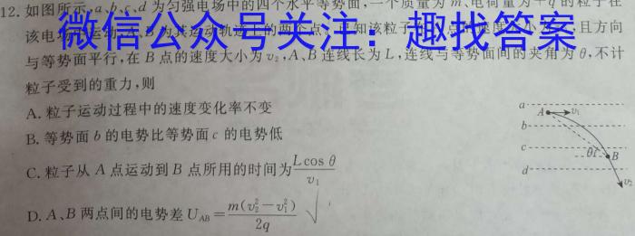 [阳光启学]2025届高三摸底分科初级模拟卷(一)1物理试卷答案