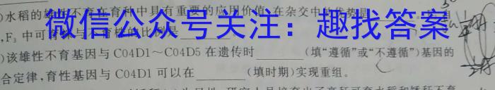 河北省沧衡名校联盟高三年级2023-2024学年上学期期末联考生物学试题答案