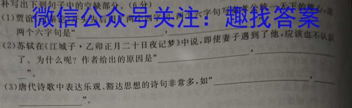 榆林市2023-2024学年度第二学期普通高中过程性评价质量检测（高一年级）语文