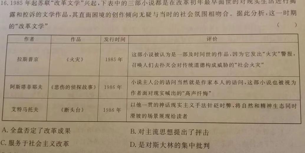 陕西省2023-2024学年度七年级第一学期期末质量监测调研试题(卷)历史