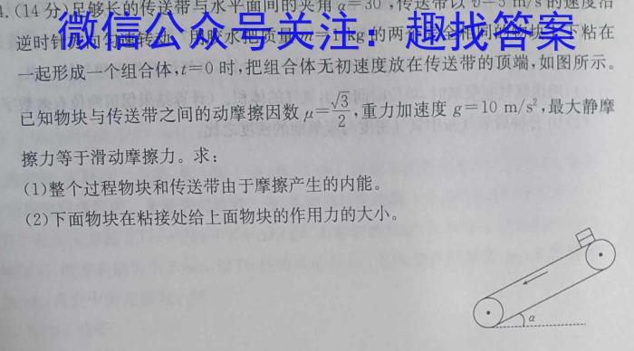 重庆市名校联盟2023-2024学年度高二年级第二期期中联考物理试卷答案