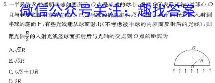 百师联盟2023-2024学年度高一期末联考物理试卷答案