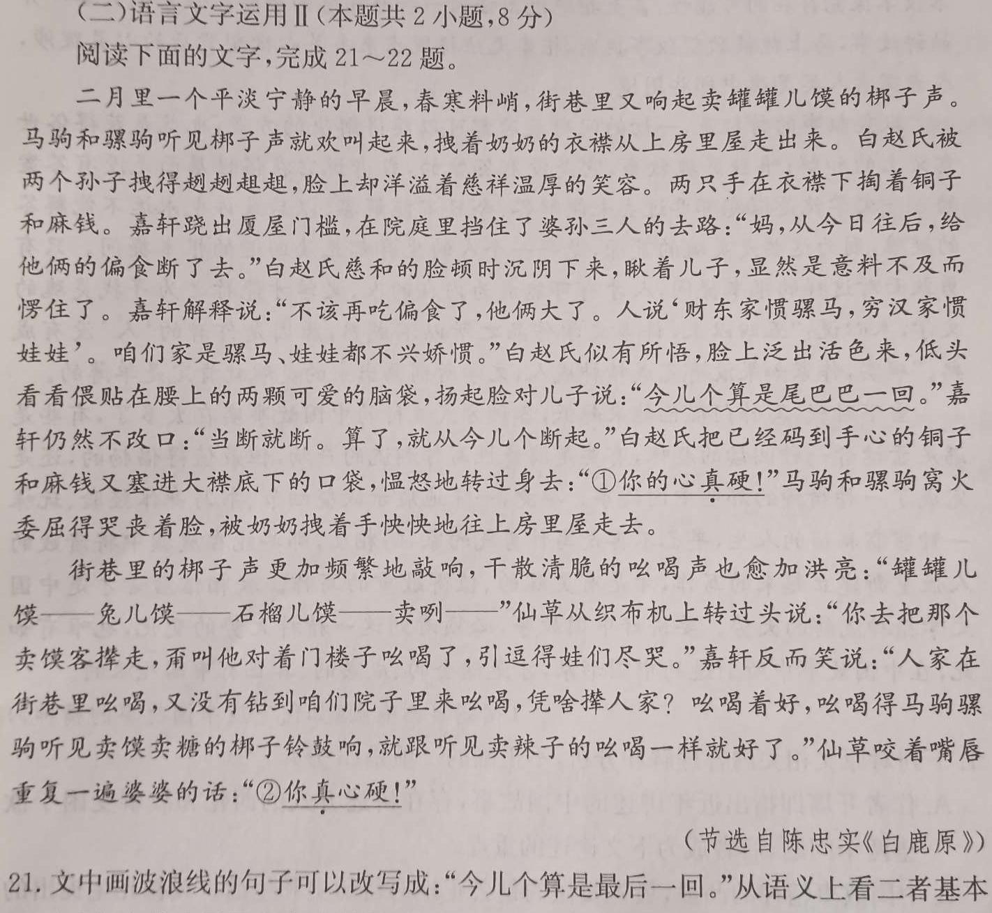 [今日更新]BST-ED2024年湖南省初中学业水平考试模拟试卷(六)语文试卷答案