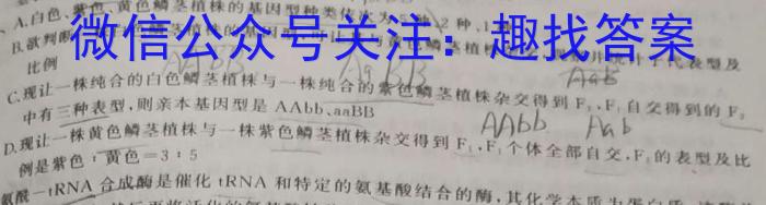 琢名小渔·2023-2024学年度高二年级第二学期期中测试生物