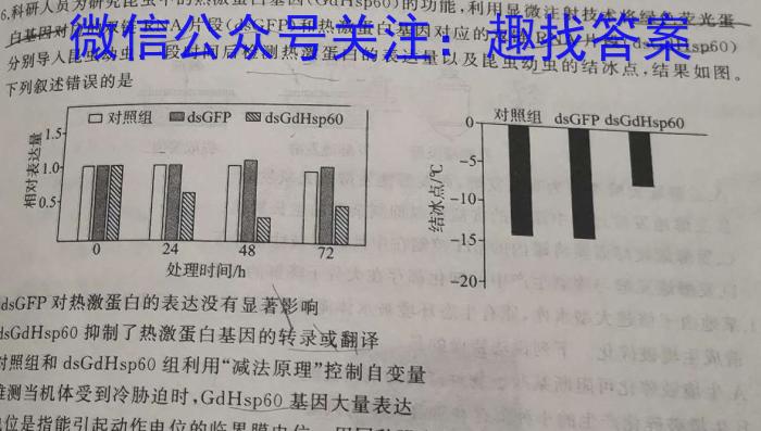 九师联盟 2024届高三2月开学考(新教材-L)试题生物学试题答案