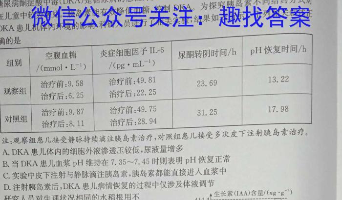 成都石室中学2023~2024学年度下期高2025届零诊模拟考试生物学试题答案