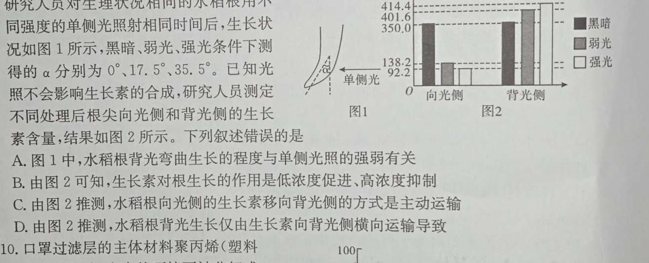 高考研究831 重点课题项目陕西省联盟学校2024年联考生物