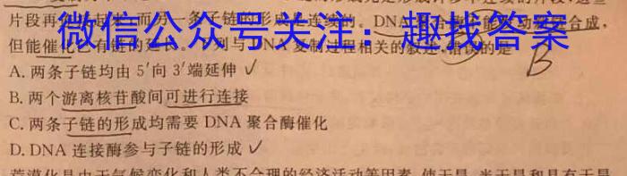 天一大联考·安徽省2024-2025学年度上学期高一9月联考生物学试题答案