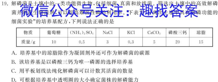 2024年河北省初中毕业升学摸底考试(一)(24-CZ107c)生物学试题答案