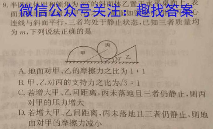 河北省2024年中考模拟试卷(拔高型)物理试题答案