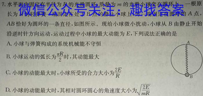 湖北省2024年秋季鄂东南省级示范高中教育教学改革联盟学校高二起点考试物理试卷答案