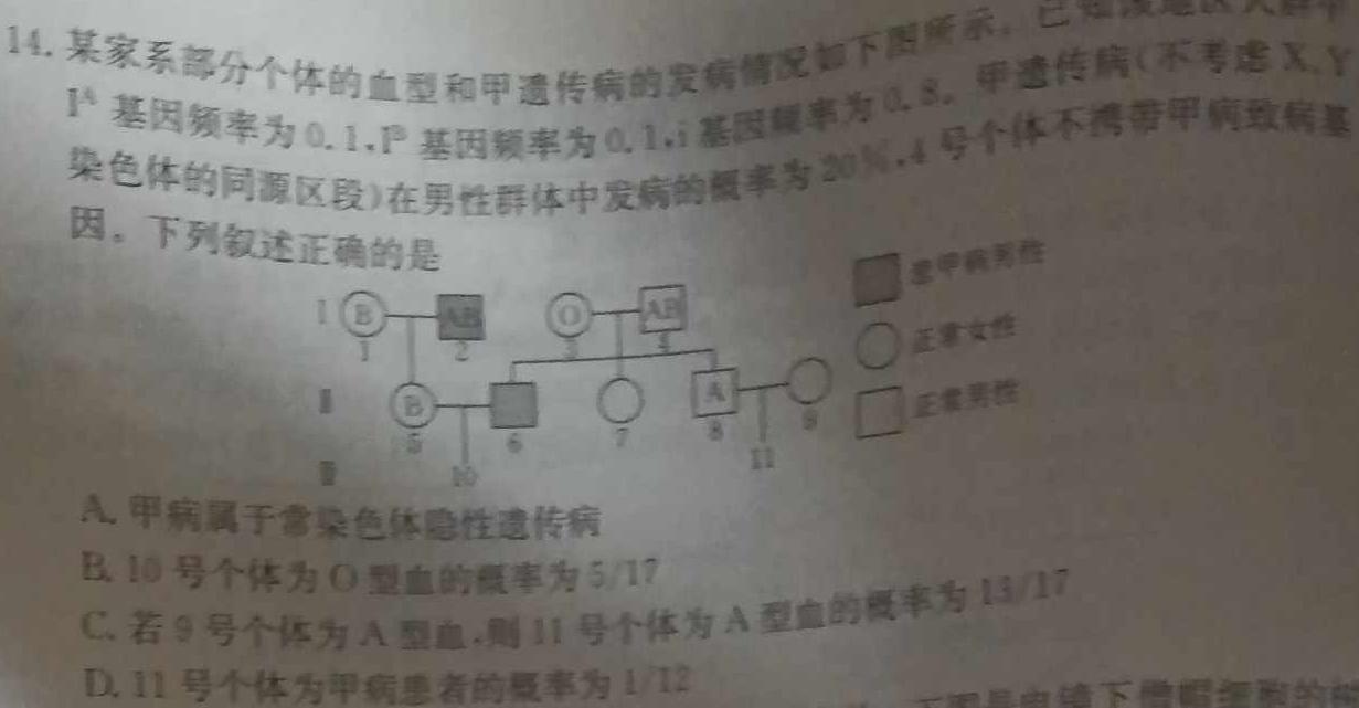 新向标教育 2024年河南省中考仿真模拟考试(三)生物学部分