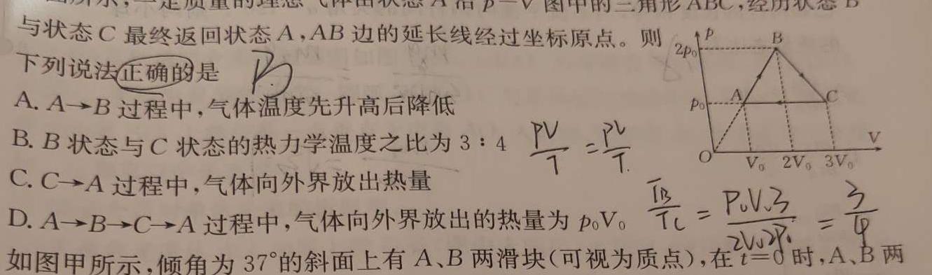 炎德英才名校联考联合体2025届高三第一次联考(暨入学检测)(物理)试卷答案