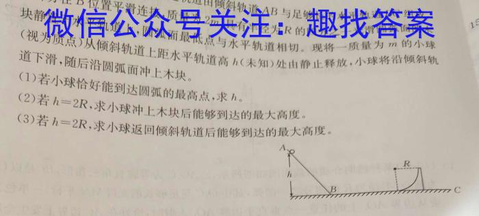 安徽省蚌埠市高中B联盟2024年高一 第一次教学质量评估物理试卷答案